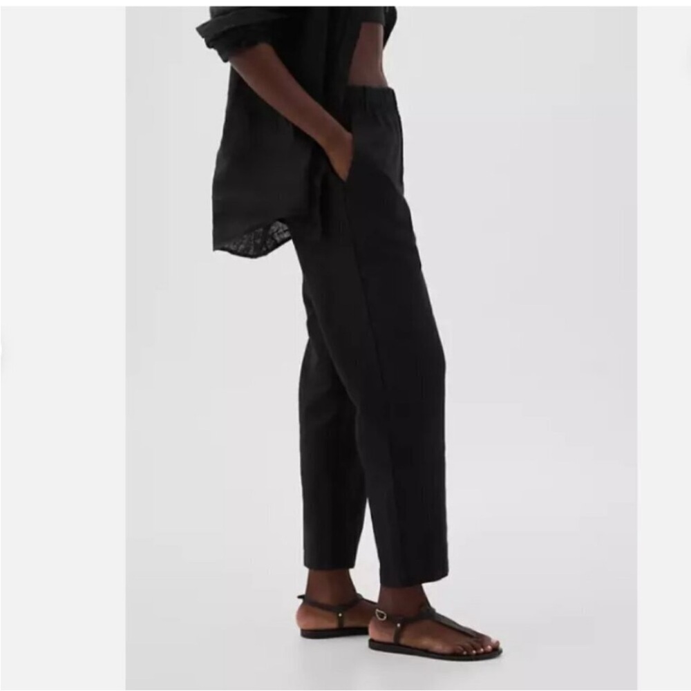 NWT! Gap Black High Rise Linen-Cotton Pull-On Pants - Multiple🩷 - Picture 3 of 14